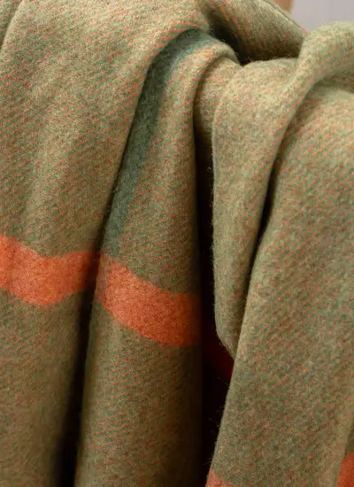 Green & Orange Large Lambswool Throw